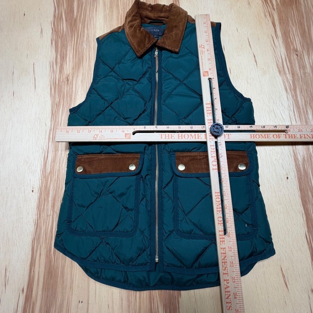 J.Crew Quilted Down Puffer Vest Womens XXS Green Brown Heritage Preppy - Picture 6 of 16